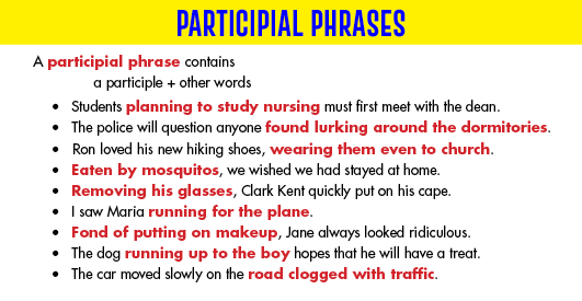 Participle Phrases Examples